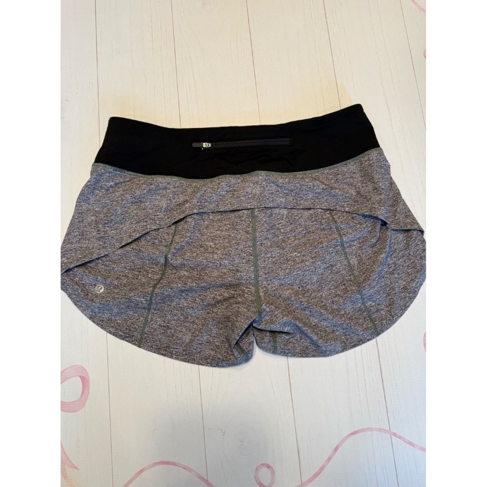 Lululemon Speed Up Short Heathered Gray Black Running Shorts Size 8 Tall - Picture 3 of 4